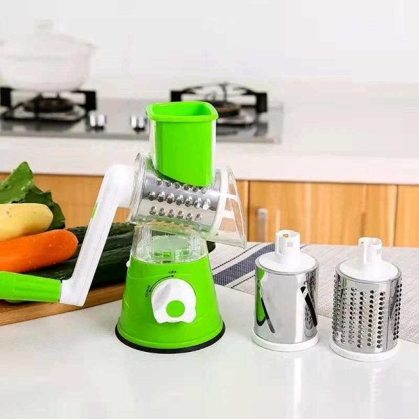 TableTop Drum Grater – Manual Vegetable Cutter Slicer and Grater – Multi-Functional Kitchen Gadget with Stainless Steel Blades