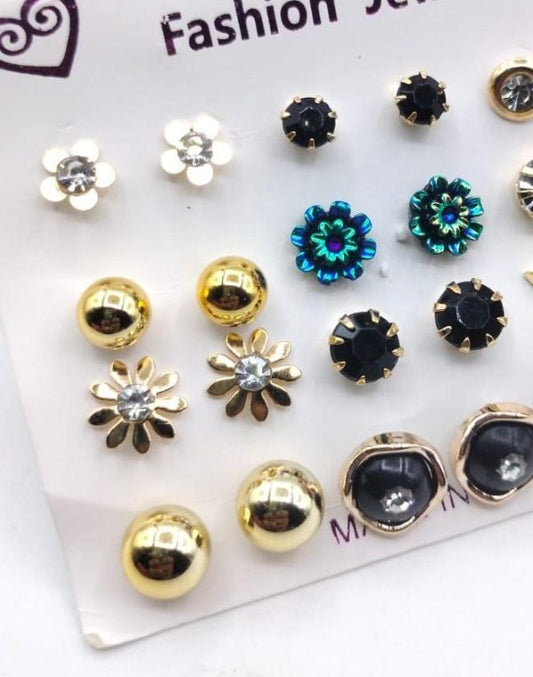 Trendy Artificial Stone Ear Studs | Multi-Color Stud Set