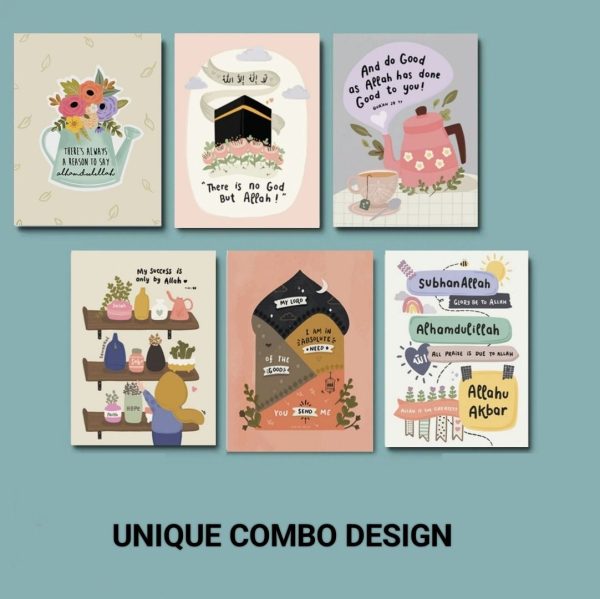 Wall Poster 6 Pcs Arabic Calligraphy Canvas Home Decoration Frames 8x11 Inches