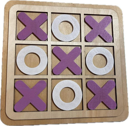 Wooden Tic-Tac-Toe Board Game – Classic XO Educational Strategy Game for Kids & Adults, Durable 30cm Wooden Board (Random Color)