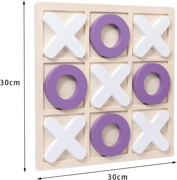 Wooden Tic-Tac-Toe Board Game – Classic XO Educational Strategy Game for Kids & Adults, Durable 30cm Wooden Board (Random Color)