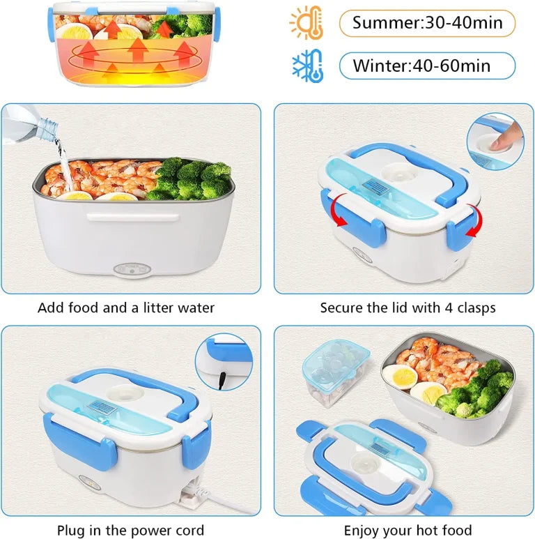 Waterproof Portable Electric Heating Lunch Box Food Warmer with Soup Tray – Random Color
