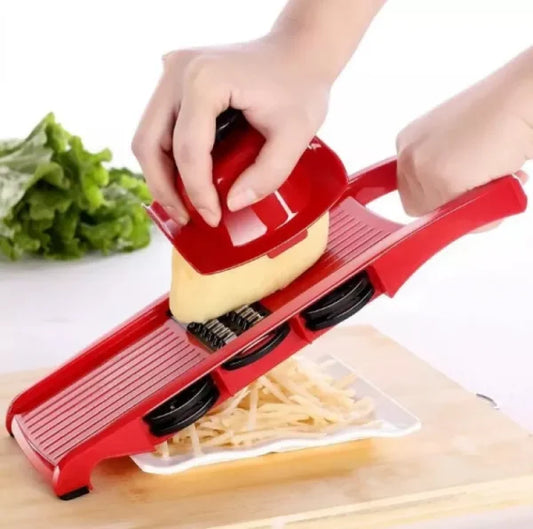10 in 1 Mandolin Slicer Vegetable Cutter with Stainless Steel Blades – Red Color Kitchen Tool