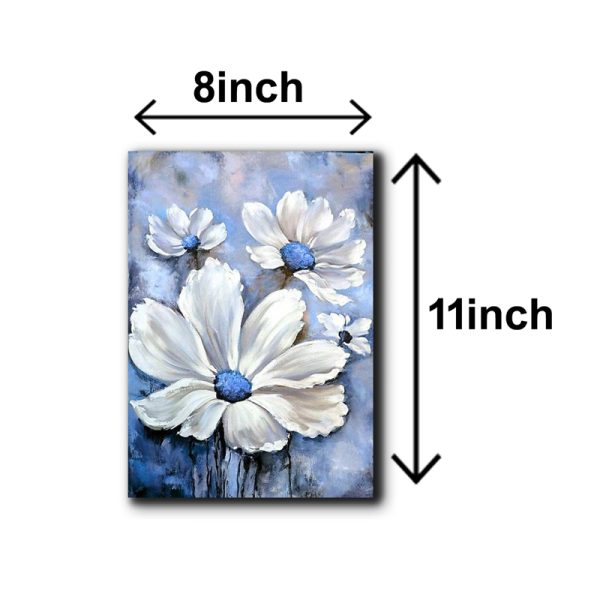 Set Of 5 Blue Flowers Wall Art Wooden Frames for Home Decor