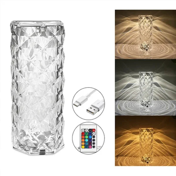 Diamond Rose Crystal Touch Lamp with Remote – 16 Color Bedside Light
USB Rechargeable Acrylic Crystal Table Lamp – Romantic Rose Shadow
16 Colors Diamond Crystal LED Lamp – Touch & Remote Control Bedside Lamp
