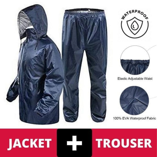 2 Piece Royal Bedding Waterproof Rain Suit with coat, trouser & cap for men and women
