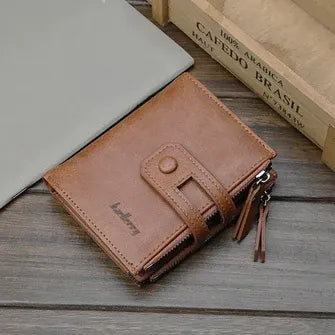 Original Buffalo Leather Trifold Wallet for Men – Full-Grain Genuine Leather Wallet with Coin Pocket, Card Slots, and ID Window
