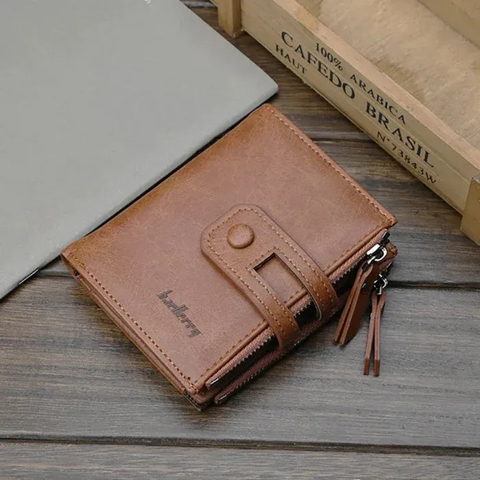 Original Buffalo Leather Trifold Wallet for Men – Full-Grain Genuine Leather Wallet with Coin Pocket, Card Slots, and ID Window
