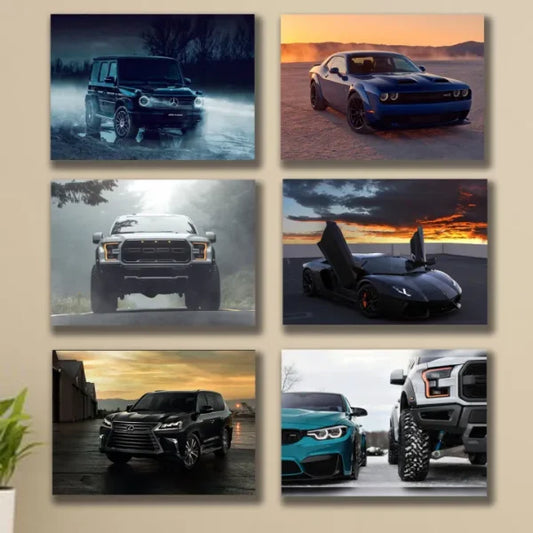 Set Of 6 High-Quality Supercar Wall Art for Living Room