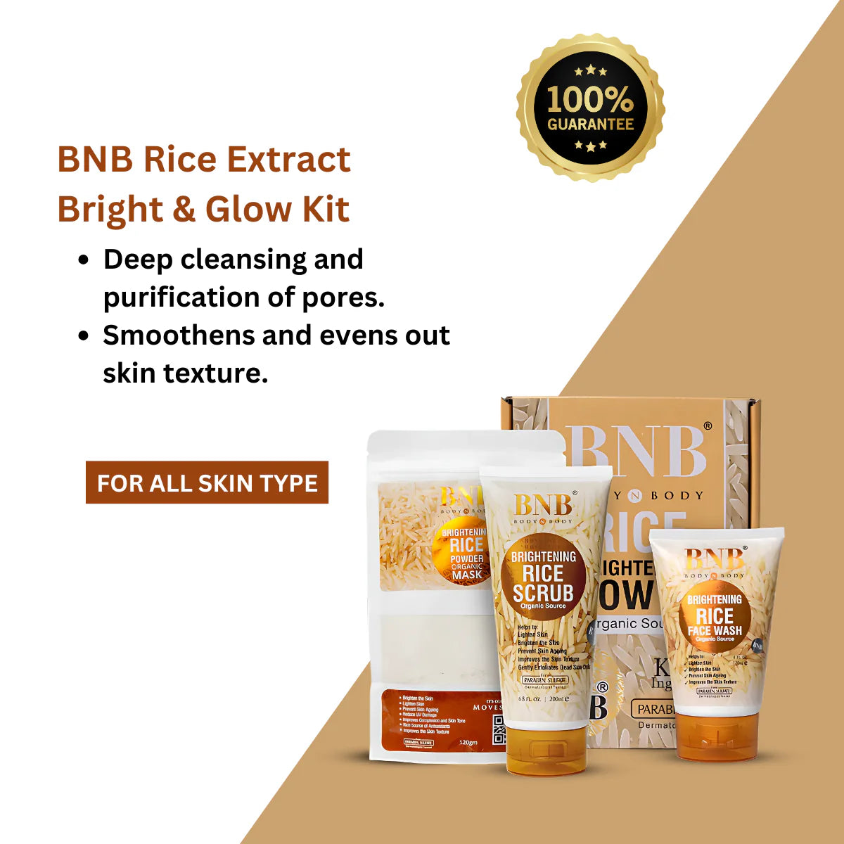 BNB 3-in-1 Whitening Rice Extract Bright & Glow Kit