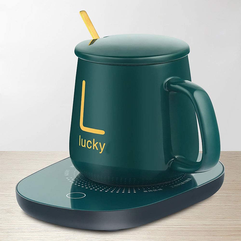 Ceramic Coffee Cup with Automatic Heating Pad in Green – Coffee Warmer Mug