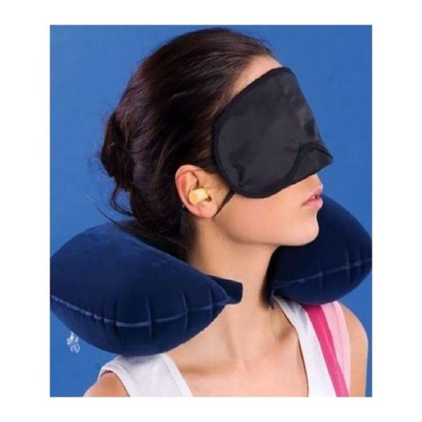 3-in-1 Travel Comfort Set – Inflatable U-Shaped Neck Pillow, Eye Mask & Earplugs