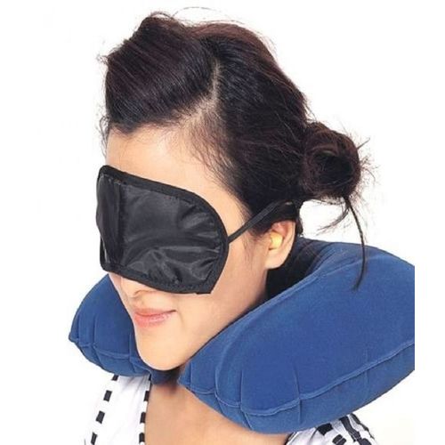 3-in-1 Travel Comfort Set – Inflatable U-Shaped Neck Pillow, Eye Mask & Earplugs