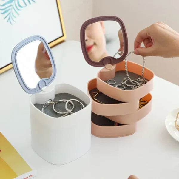 360° Rotating Jewelry Organizer with Mirror