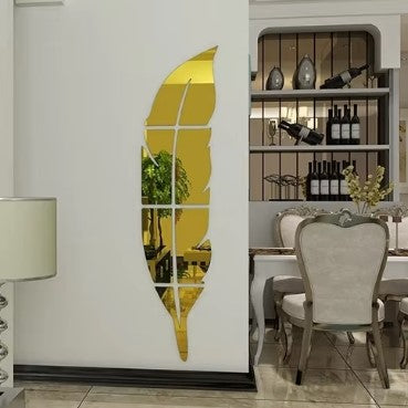 3D Acrylic Wall Leaf Mirror – 40 inch reflective decorative mirror sticker for home and room decor