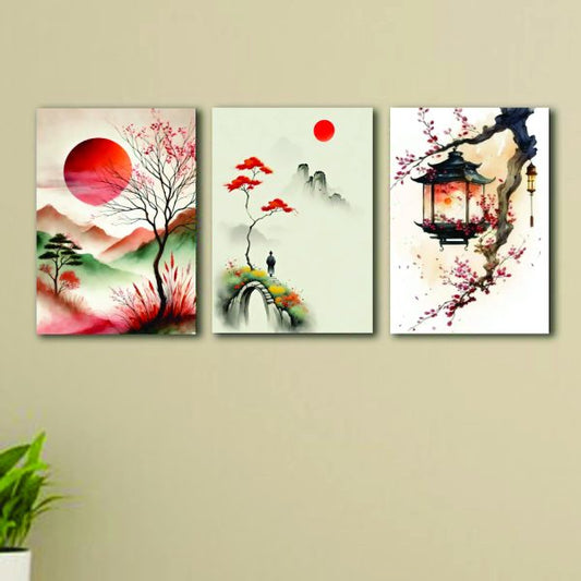 "Laminated Nature Design Wall Art Frames – Set of 3"