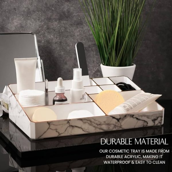9 Compartment Marble Look Makeup Organiser for perfume holding and cosmetic products storage