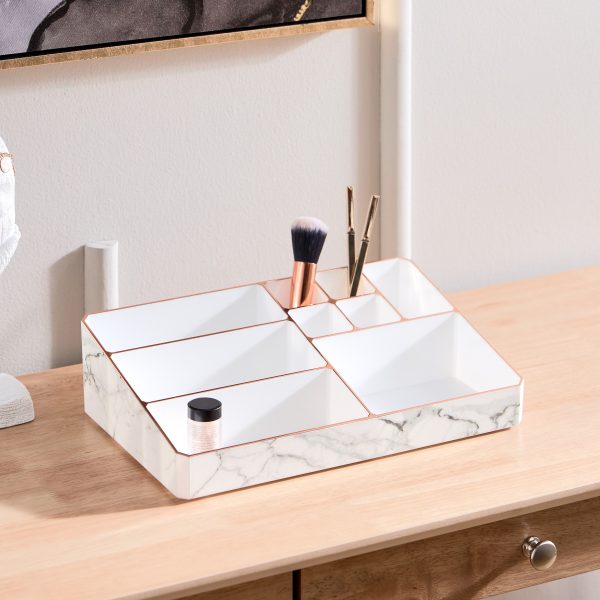 9 Compartment Marble Look Makeup Organiser for perfume holding and cosmetic products storage