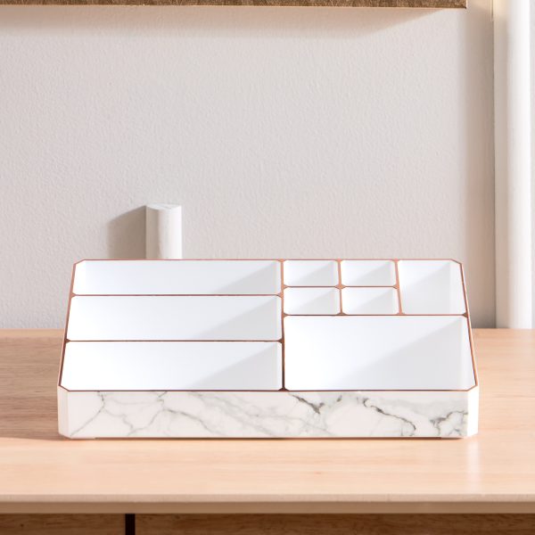 9 Compartment Marble Look Makeup Organiser for perfume holding and cosmetic products storage