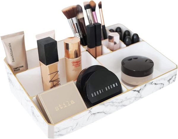 9 Compartment Marble Look Makeup Organiser for perfume holding and cosmetic products storage