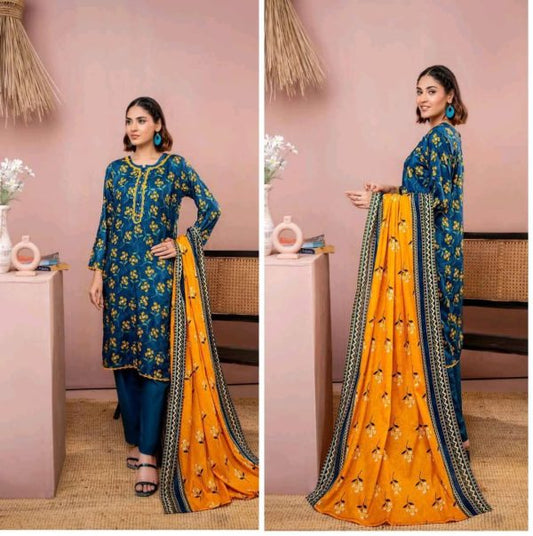 Zesh 3 Piece Unstitched Lawn Suit – Summer 2025 Drop 27 by Zaman Textile – Digital Printed Lawn Shirt, Dupatta, and Dyed Trouser
