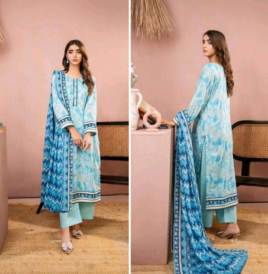 ZESH 3 Piece Unstitched Suit – Summer Lawn Collection 2025 by Zaman Textile – Digital Lawn Shirt Dupatta and Trouser
