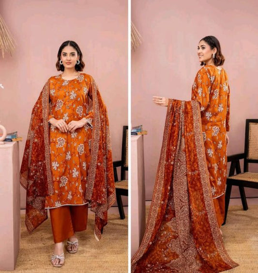 ZESH 3 Piece Unstitched Summer Lawn Suit 2025 Drop 27 – Digital Printed Lawn Shirt, Dupatta & Dyed Trouser
