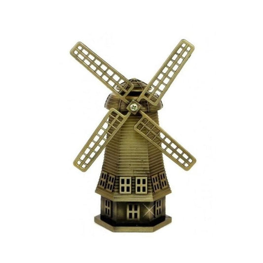Rotatable Wind Mill Metal Monument – Antique Alloy Sculpture for Home & Office Decor