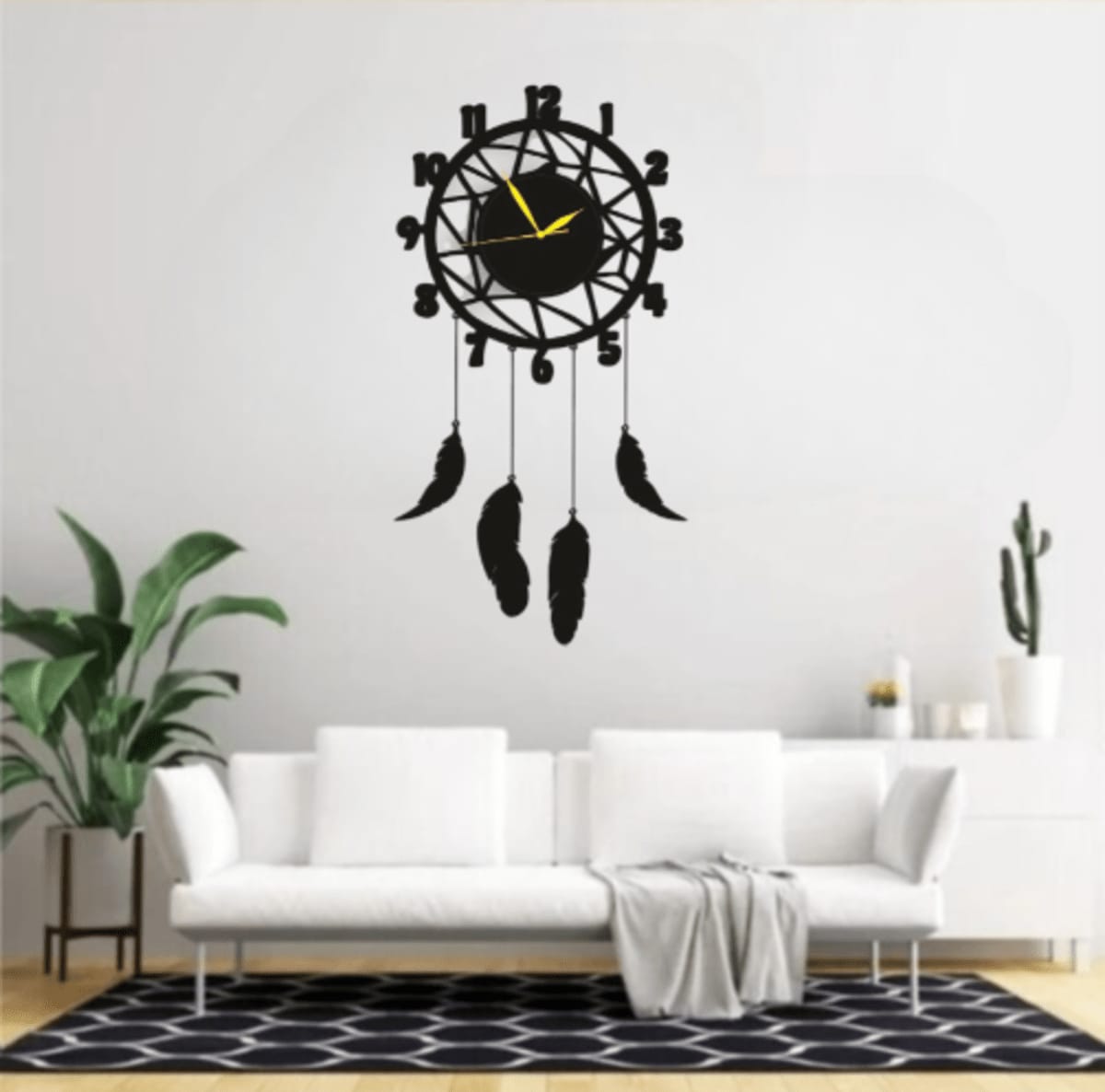 Wooden Wall ClockDream Catcher Wooden Wall Clock – Elegant Home Decor