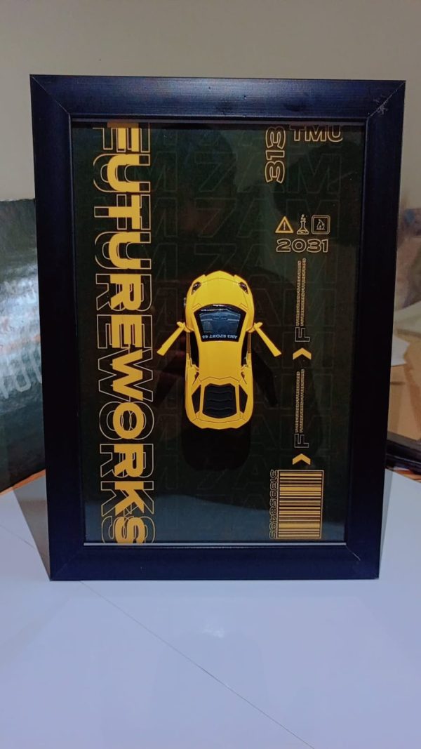 Metallic Car Wall Frame Modern Automotive Art Home Decor 8.5×12 Inch