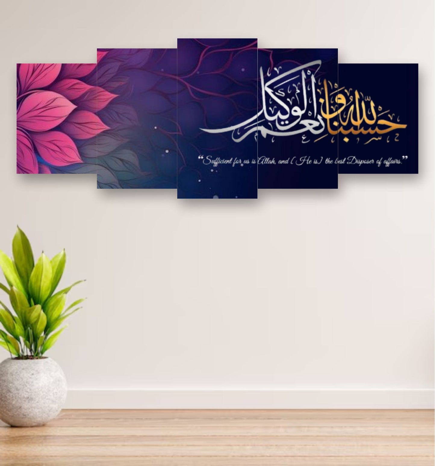 5-Piece Wooden Wall Frames Set 16x40 Inch – Sticky Tiles with Adhesive Tape for Home and Office Décor