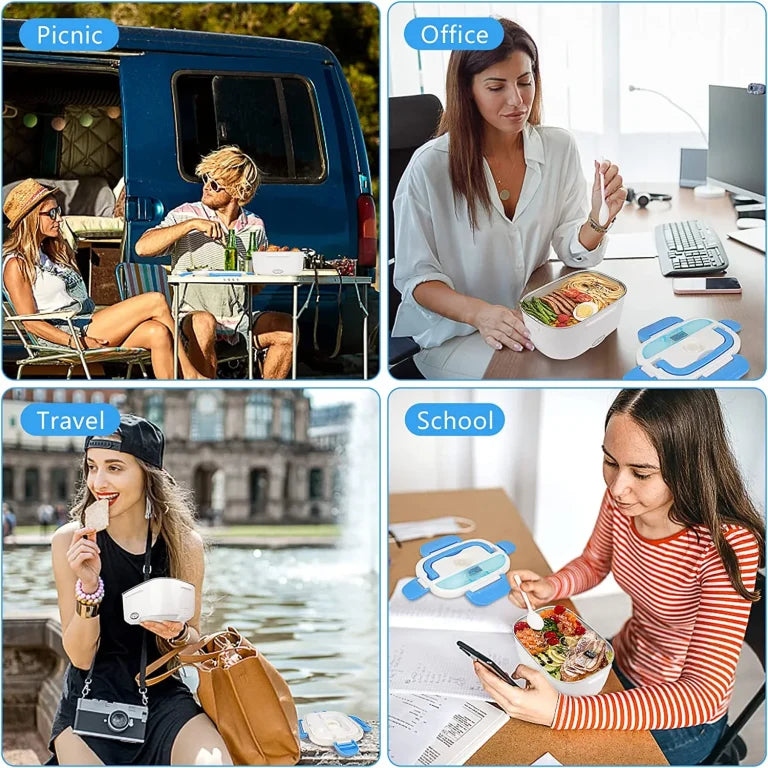Waterproof Portable Electric Heating Lunch Box Food Warmer with Soup Tray – Random Color
