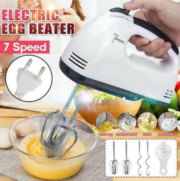 Scarlett 7-Speed Electric Hand Mixer with Stainless Steel Whisks and Dough Hooks – Compact Food Blender for Baking and Cooking
