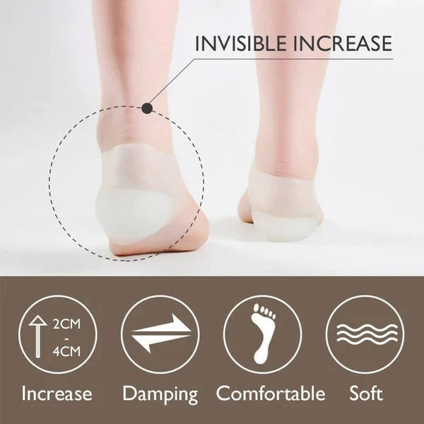 Concealed Footbed Enhancers – Invisible Height Increase Silicone Heel Insoles