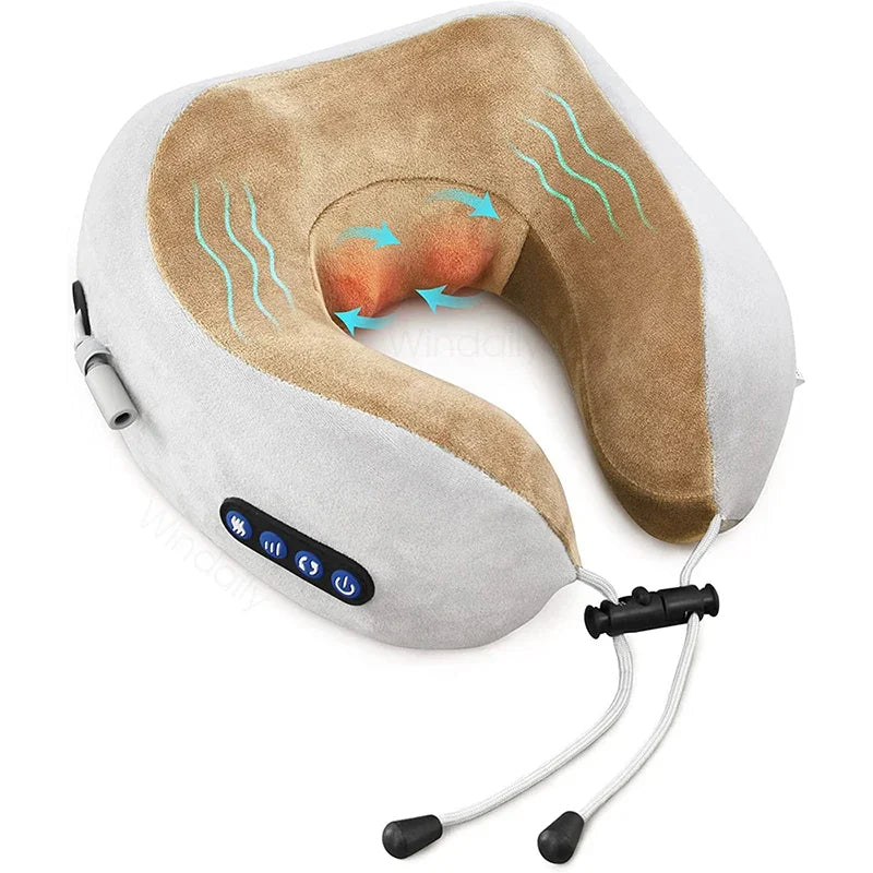 Jinserta Electric Travel Neck Massager With Heat Vibration | USB Charging Massage Pillow