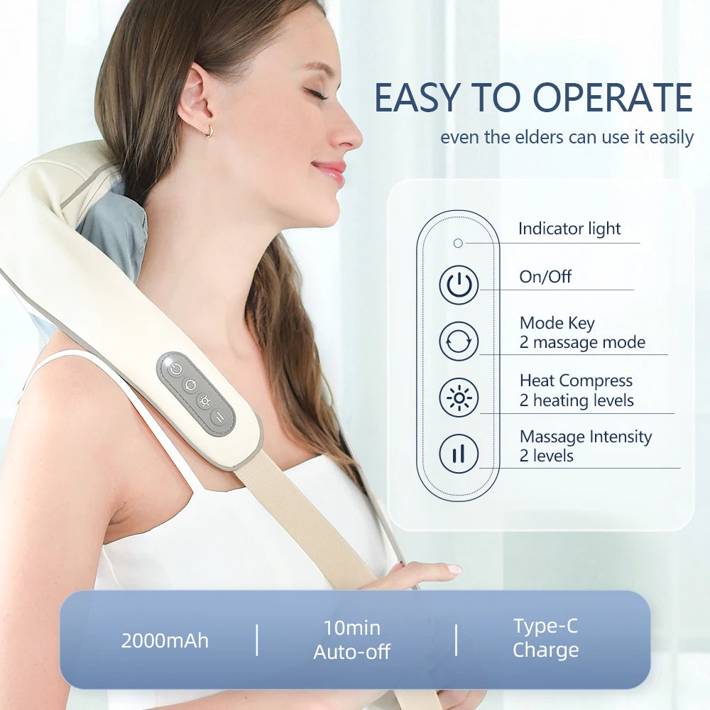 Foreverlily Electric Motor Neck, Shoulder And Back Kneading Massager