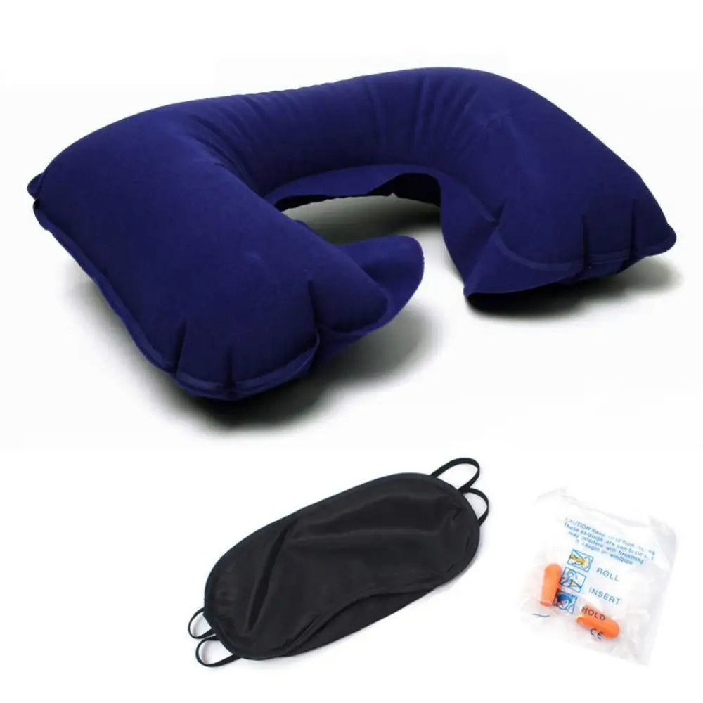 3-in-1 Travel Comfort Set – Inflatable U-Shaped Neck Pillow, Eye Mask & Earplugs