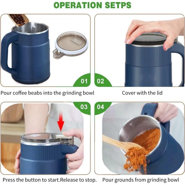 Electric Coffee Grinder and Food Processor – 250W Multi-Purpose Kitchen Appliance with Stainless Steel Blades