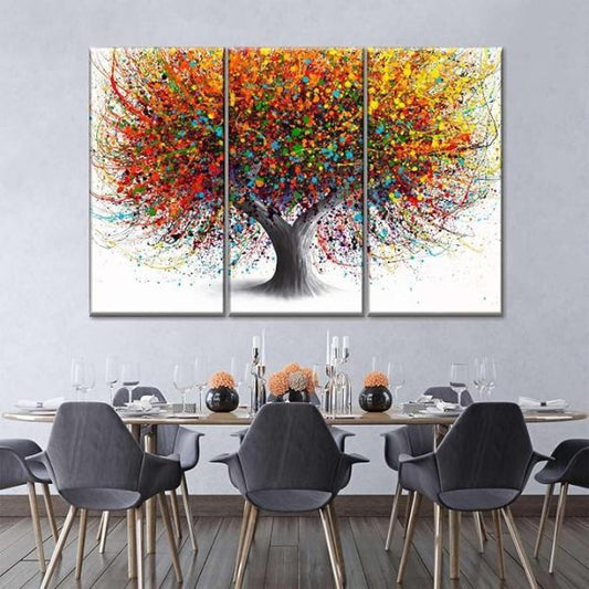 Fotocraft Tree of Festivity Abstract 3-Piece Canvas Wall Art – 8x11 Inches Premium Home Decoration