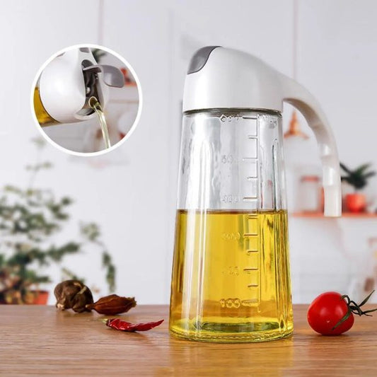 Glass Oil Dispenser Jug 450ml – Dual-Purpose Pour & Spray Bottle with High-Pressure Nozzle, Anti-Spill Design, C-Shaped Handle
