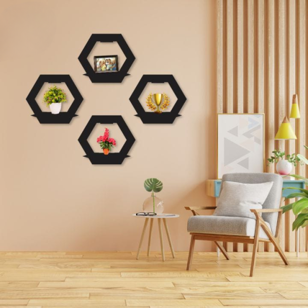 3D Wooden Hexa Hanging Wall Art – Elegant & Functional Home Decor ( 3 Pcs Set )