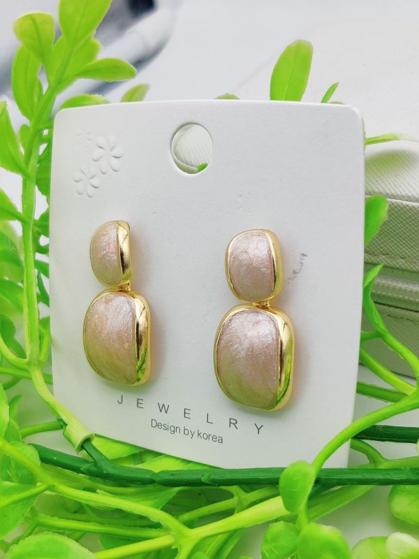 Imported Elegant Dual-Tone Rectangular Drop Earrings – Sophisticated Statement Jewelry for Girls & Women