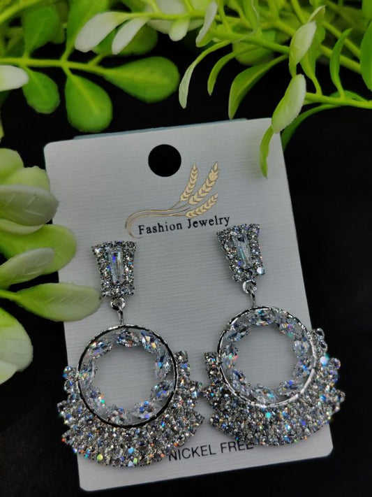 Dazzling crystal hoop earrings with imported sparkle design