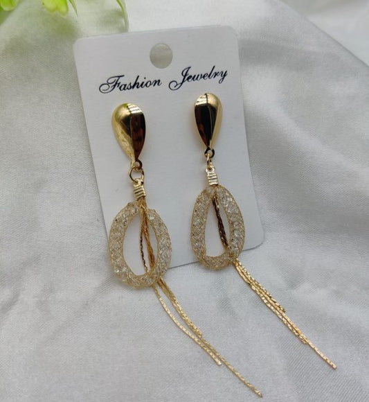 Imported Elegant Mesh Teardrop Dangling Earrings – Stylish Lightweight Jewelry for Girls & Women
