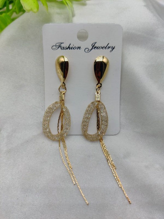 Imported Elegant Mesh Teardrop Dangling Earrings – Stylish Lightweight Jewelry for Girls & Women
