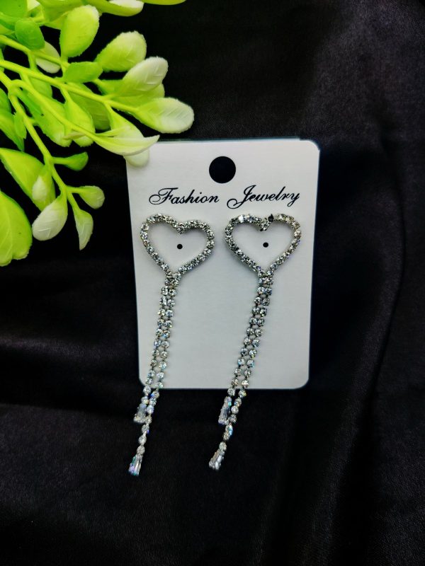 Imported Heart Drop Long Earrings – Timeless Elegance & Lasting Brilliance