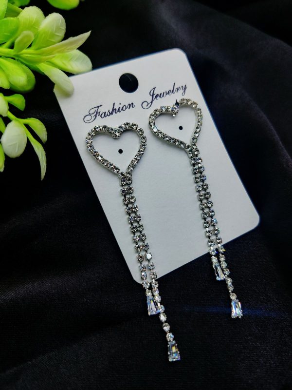 Imported Heart Drop Long Earrings – Timeless Elegance & Lasting Brilliance