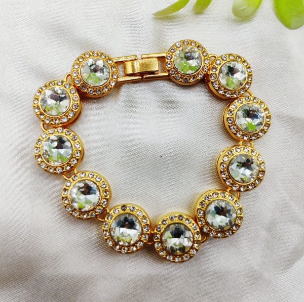 Imported heart charm bracelet with sparkling crystals and adjustable fit
