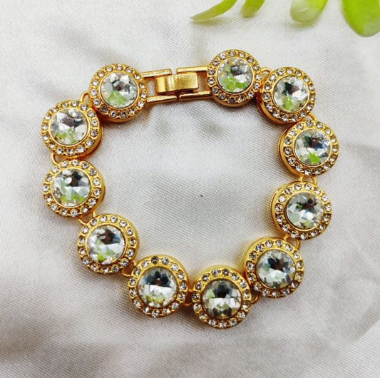 Imported heart charm bracelet with sparkling crystals and adjustable fit