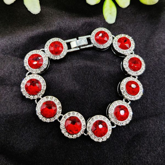Imported heart bracelet with red accents and adjustable strap